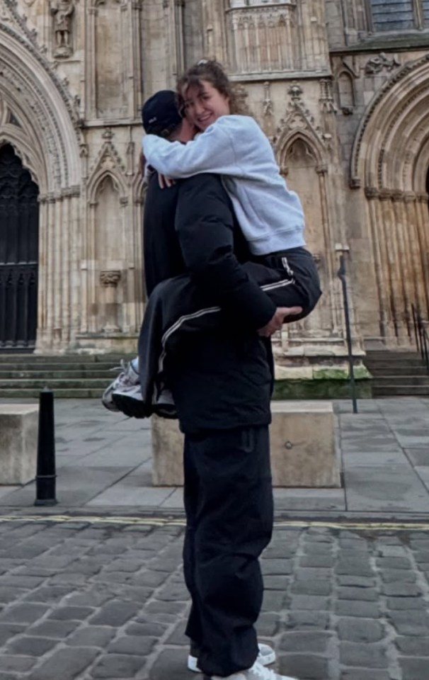 The pair cuddled up outside York Minster