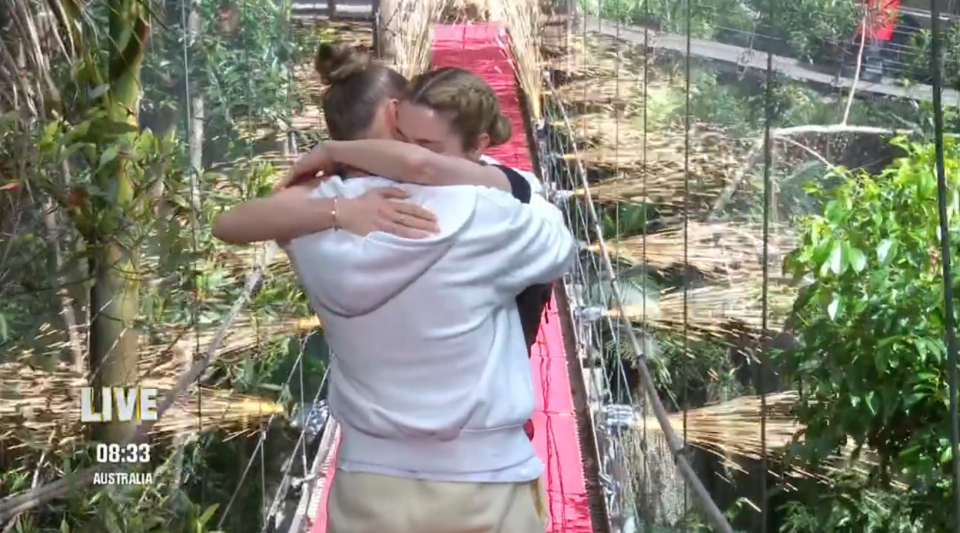 The couple shared a warm embrace after weeks apart