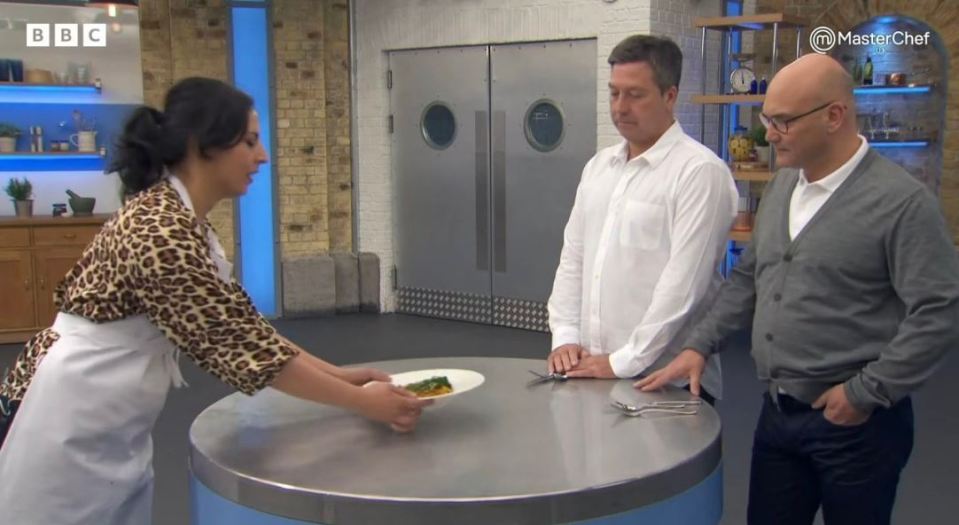 Aasmah on Celebrity MasterChef with Wallace and John Torode in 2017