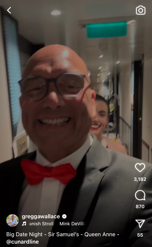 Gregg Wallace was seen living it up on a cruise with wife Anne-Marie Sterpini