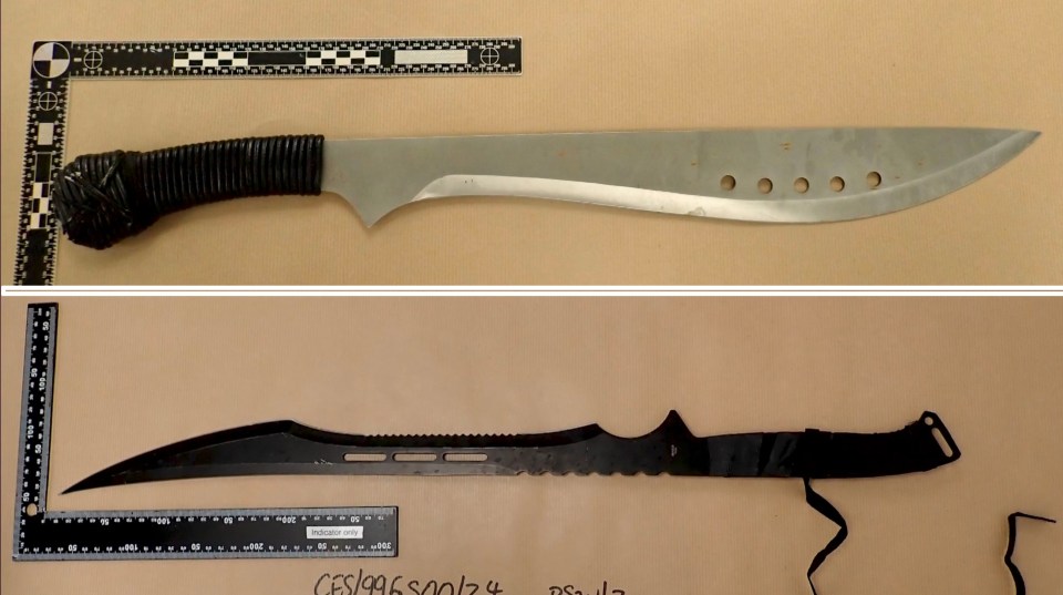 Two machetes used in a double murder.