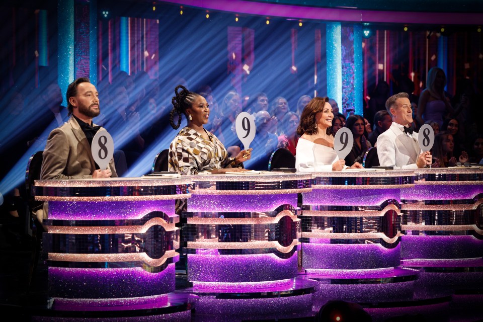 The judges watch the dress rehersals to prepare their comments ahead of the live Saturday night show