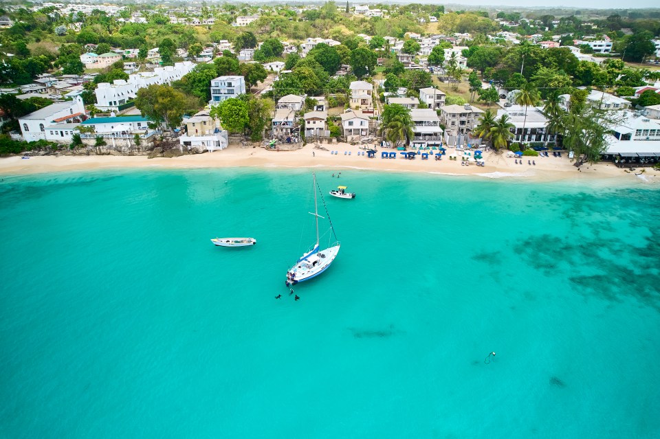 High above Alleynes Bay on the west coast of Barbados looking inland