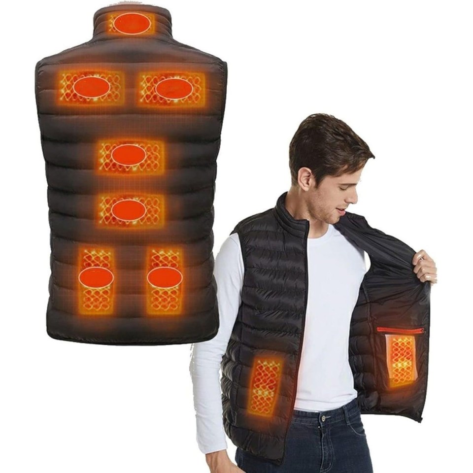 The gilet is fitted with nine heat sources to save the wearer from the cold