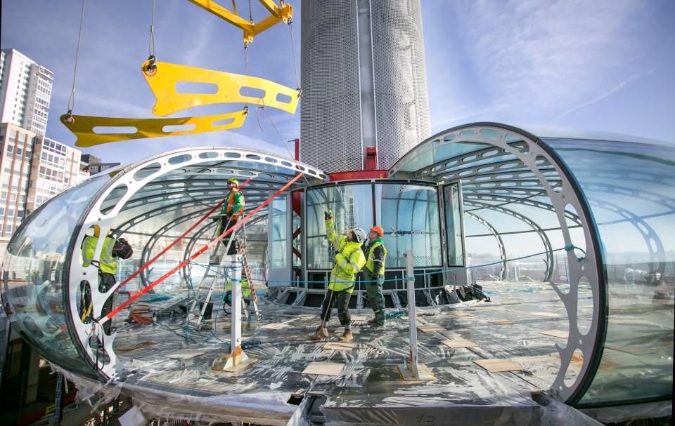 The glass pod is 10 times bigger than the capsules on the London Eye