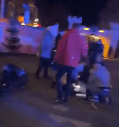 People were thrown onto the ground after being struck