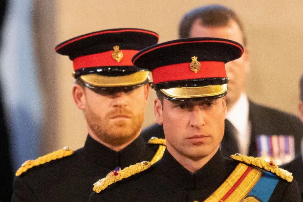 Prince William and Harry with the Queen's coffin in 2022