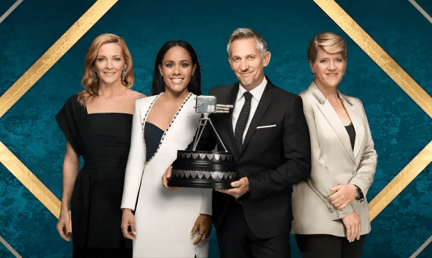 The 2023 SPOTY presenting team consisted of Gary, Gabby Logan, Alex Scott and Clare Balding