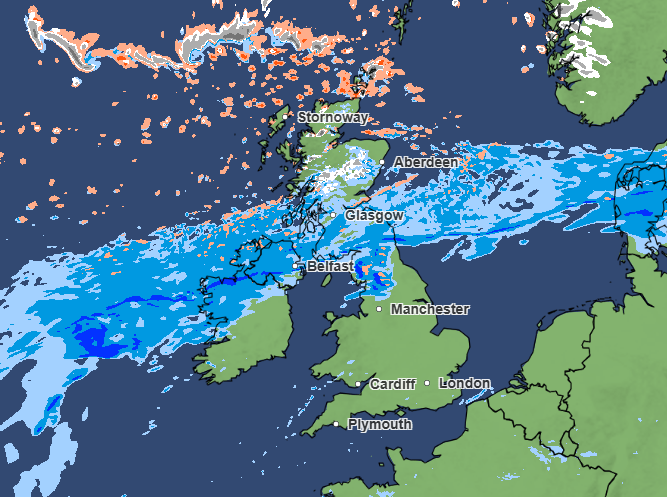 Precipitation map of the British Isles.