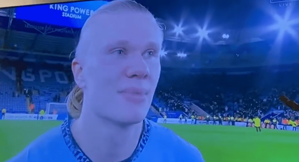 Erling Haaland swore during his post-match interview on Sky Sports