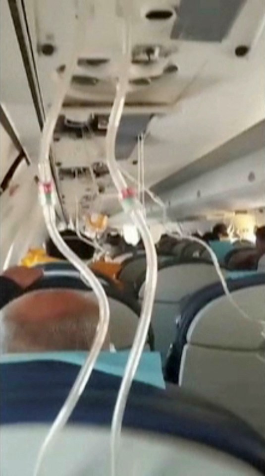 Oxygen masks came down inside the plane as it started to hurtle towards the ground