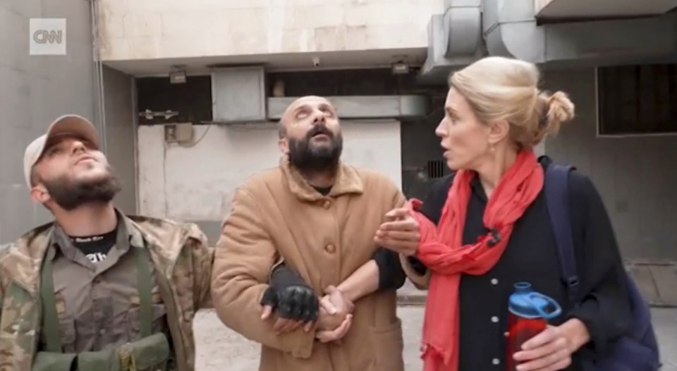 The Syrian prisoner looks up at the sky and exclaims, 'Oh God, there is light' in the clip