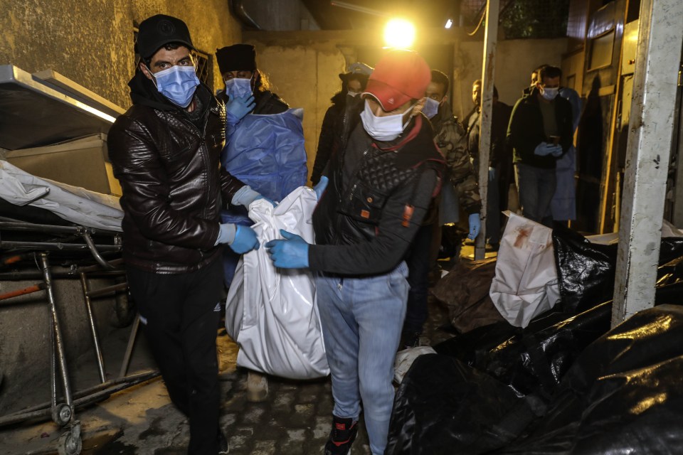 Dead bodies from the prison are being taken to Al-Mujtahid Hospital