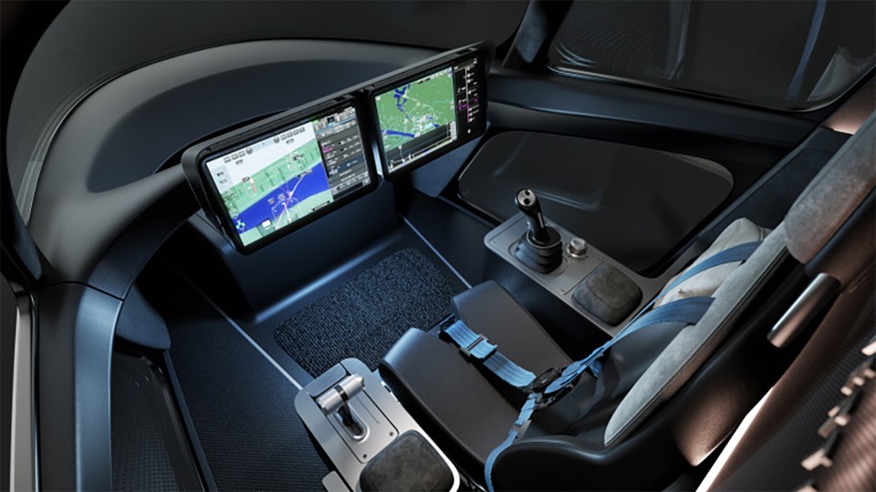 Concept pictures of the pilot's seat inside the air taxis