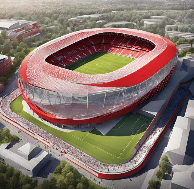 AI images have been mocked up to show what a new Man Utd stadium could look like