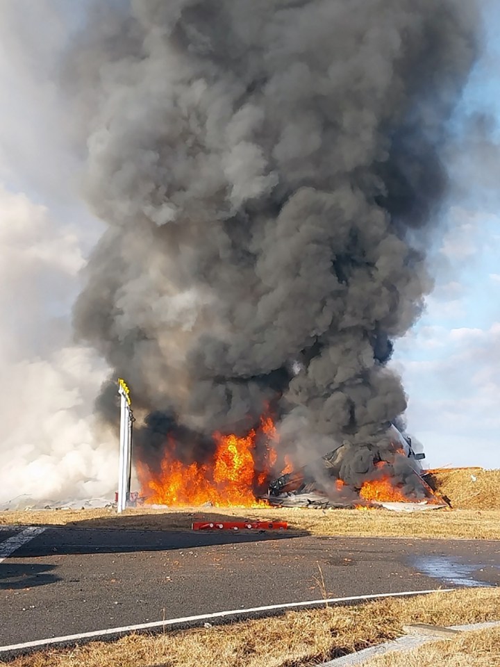 The jet burst into flames after crashing