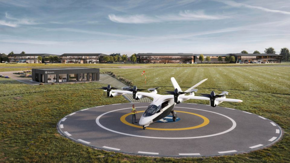 Concept works shows the plans for  Britain's first ever flying taxi airport in Bicester