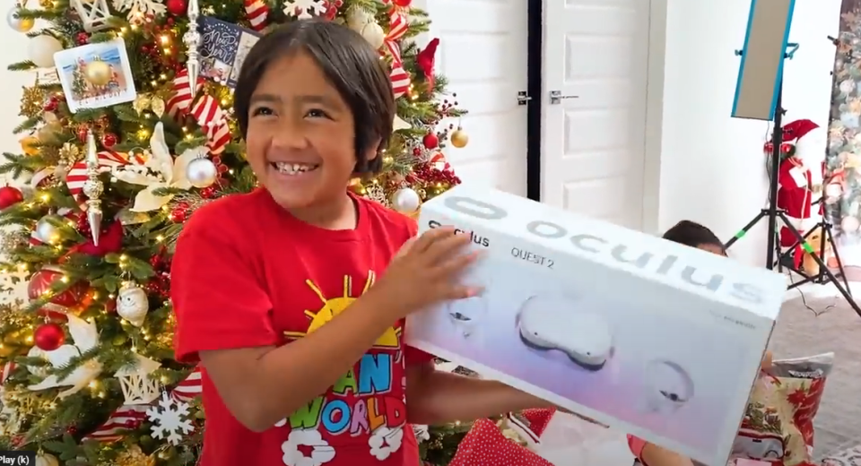 The child star shared a video of himself opening up lavish gifts