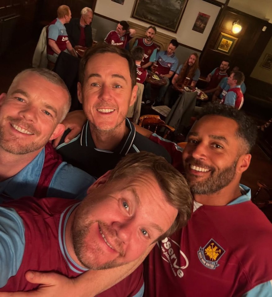 The boys posed in their West Ham football shirts