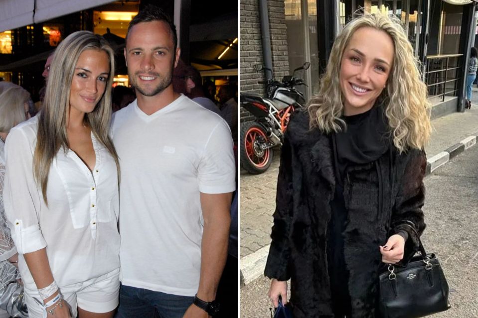 Oscar with murdered girlfriend Reeva (left) and new love Rita (right)