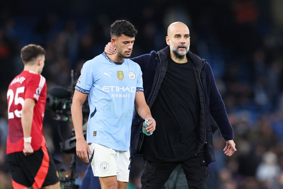 He was consoled by Pep Guardiola at full-time