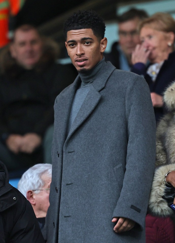 Bellingham was smartly dressed as he took his seat at Ewood Park