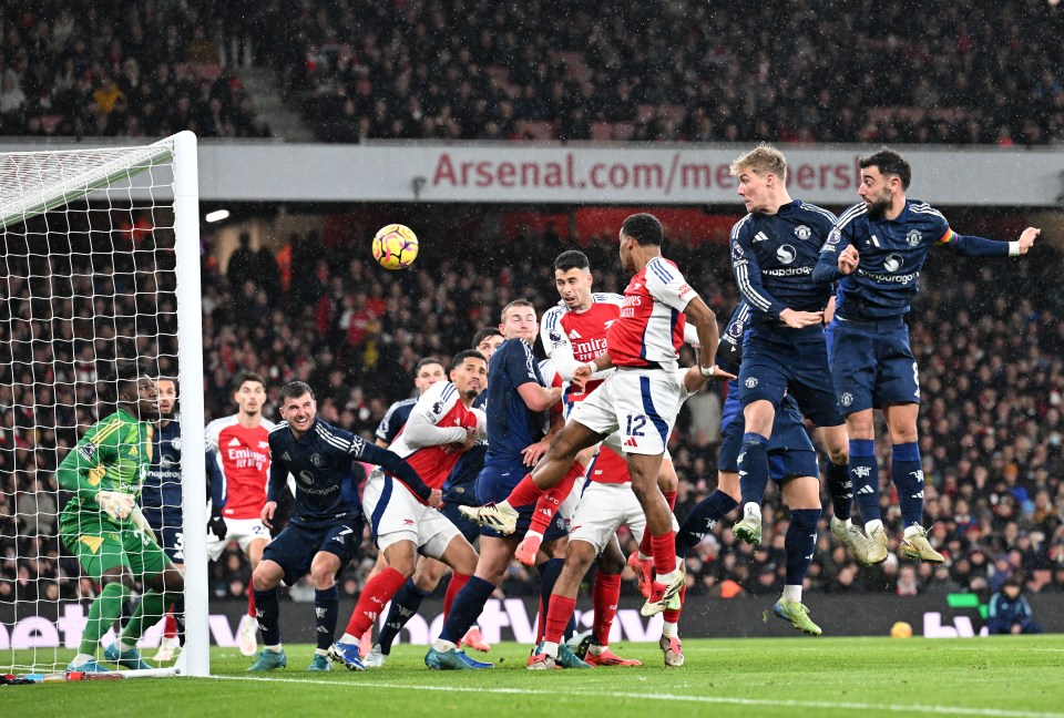 Jurrien Timber flicked home Arsenal's first versus United from a corner