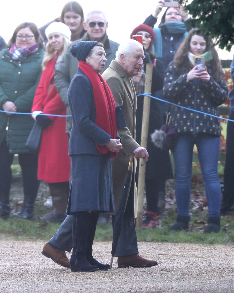 King Charles and Princess Anne braved the cold this morning in Sandringham