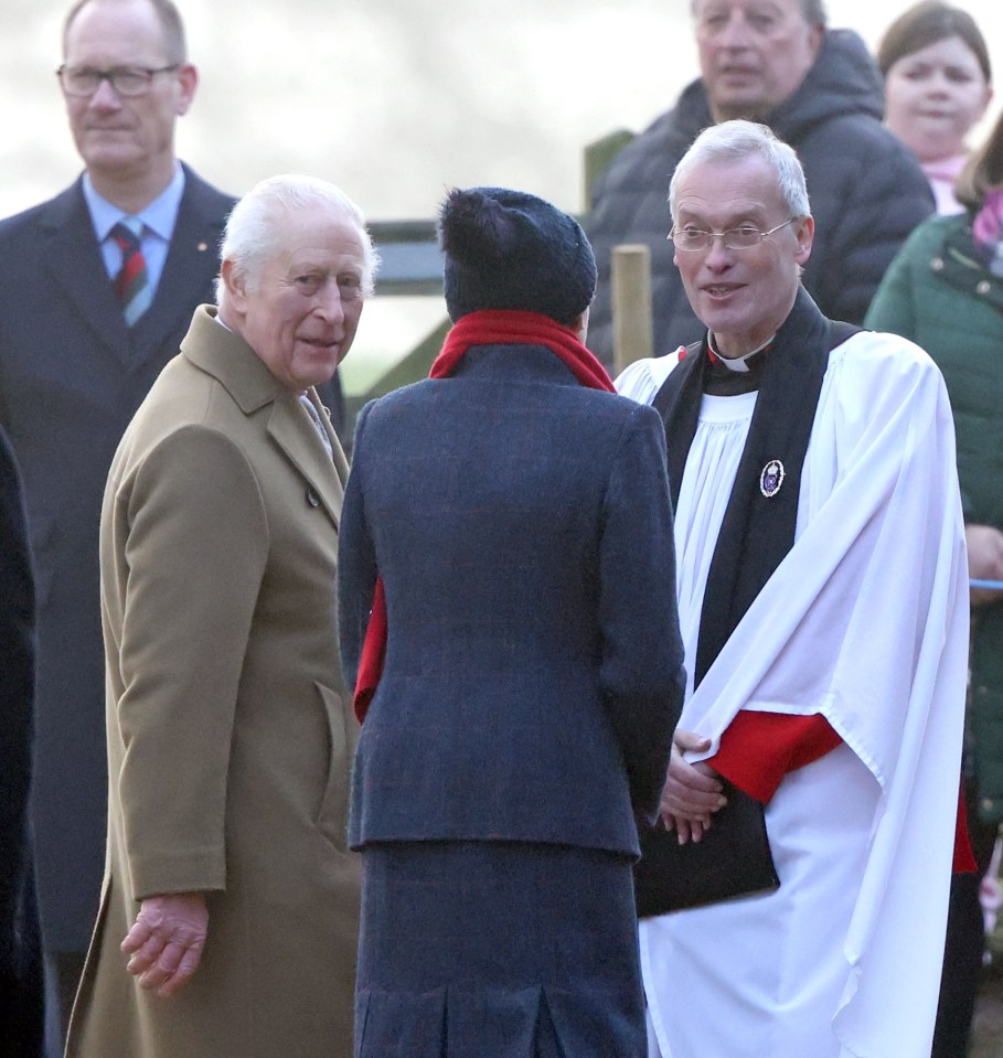 The pair wrapped up warm to greet well-wishers at a Sandringham church service