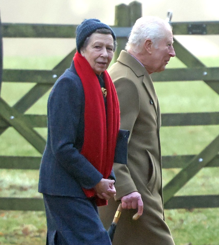 King Charles has braved the chill with Princess Anne