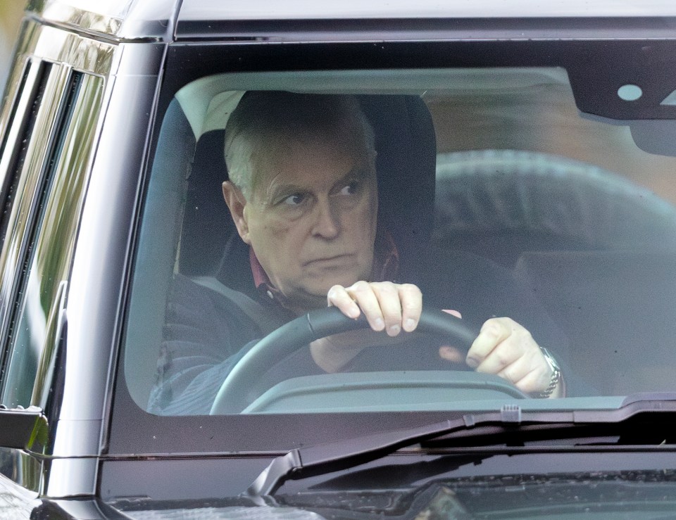 Prince Andrew heads to Windsor Castle for a Sunday afternoon walk on his own