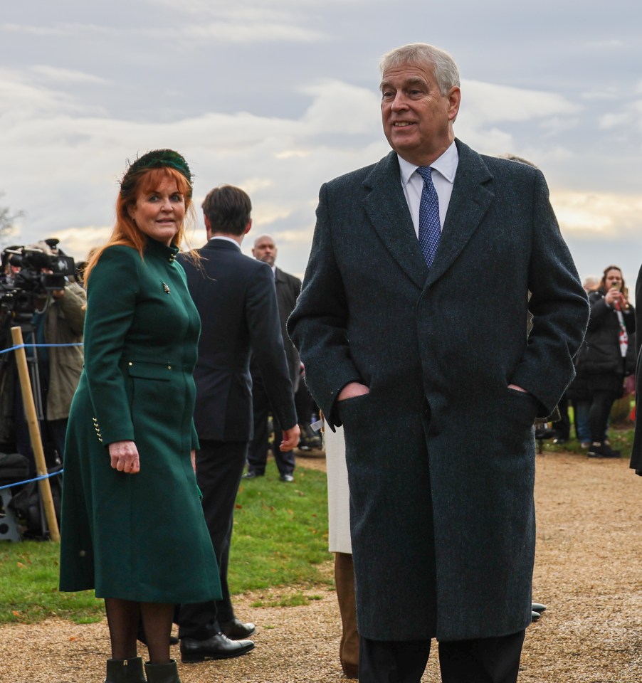 Prince Andrew and ex-wife Sara Ferguson arrive at Sandringham on Christmas Day last year