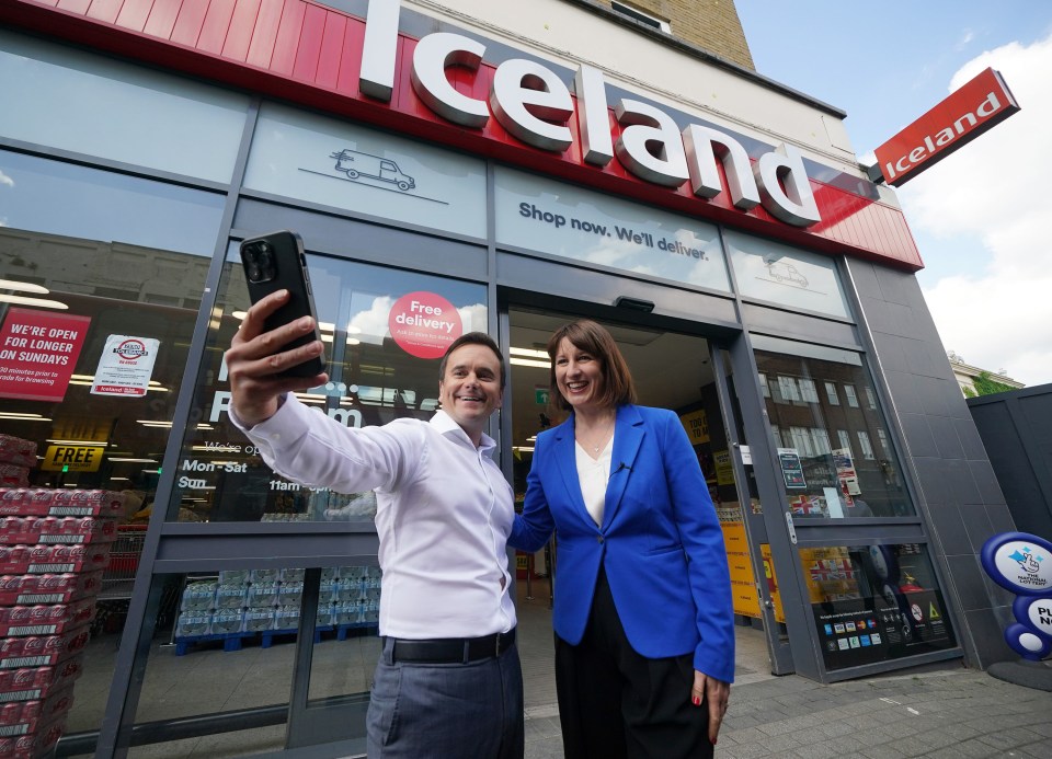 Iceland boss Richard Walker with Chancellor Rachel Reeves