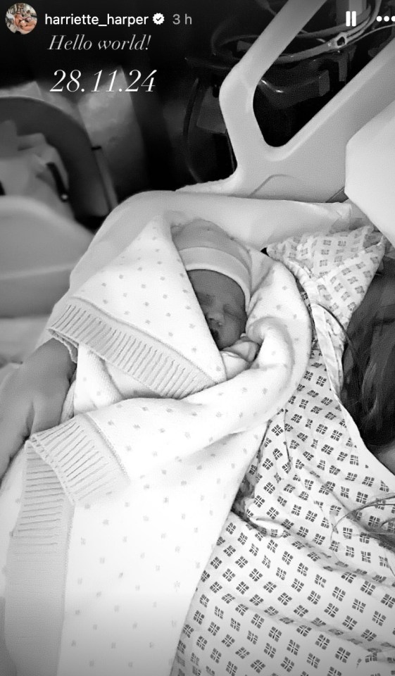 The MTV star cuddled up to the newborn in her hospital gown