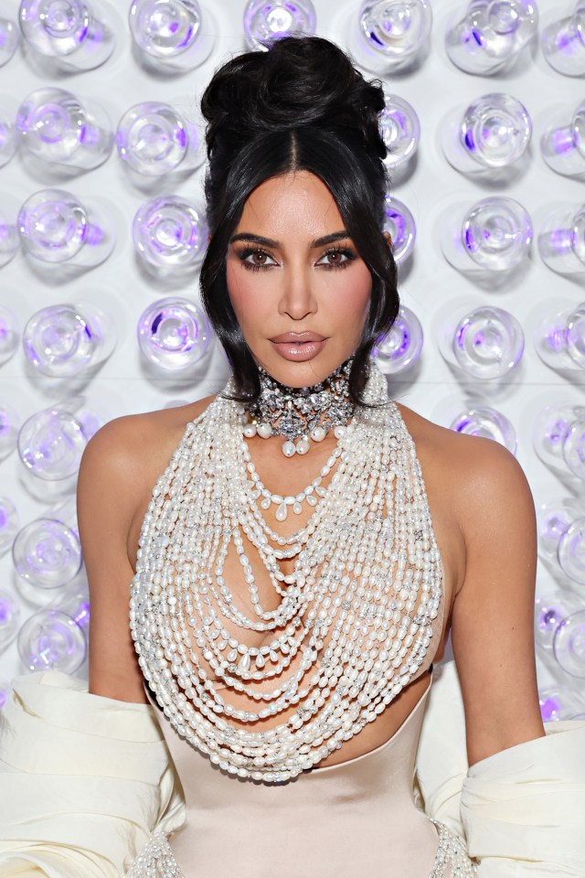 Kim Kardashian put on a risqué display at the 2023 Met Gala, with pearls covering her bare chest