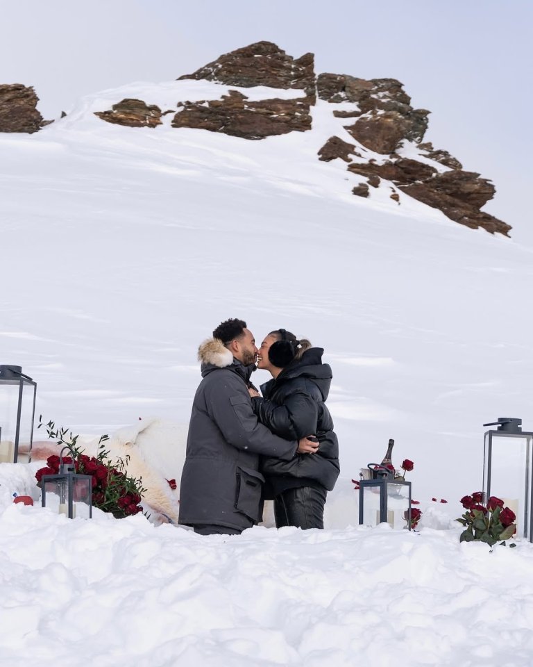 She shared a kiss with Instagram model ruby as they posed in the snow