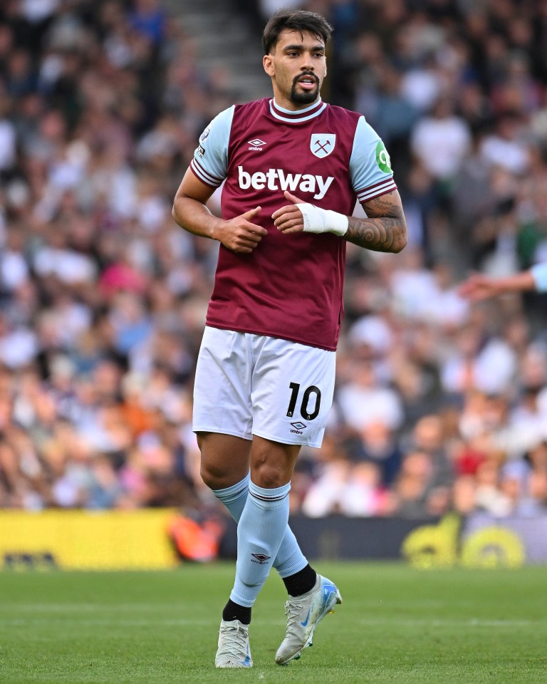 Lucas Paqueta of West Ham United in a soccer match.