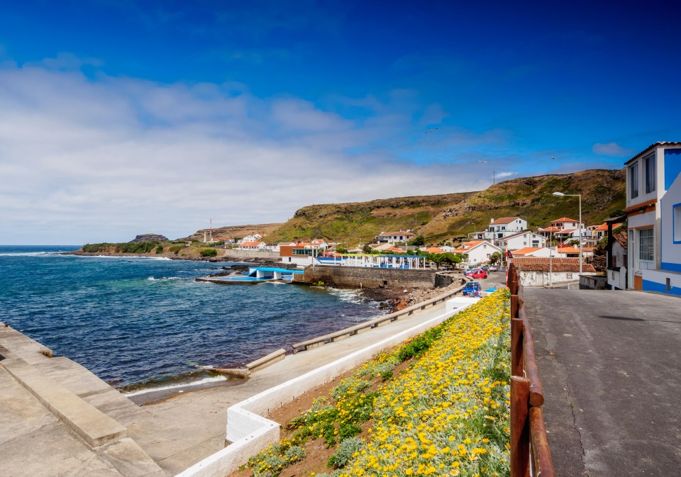 Coastal town of Anjos on Santa Maria Island, Azores.