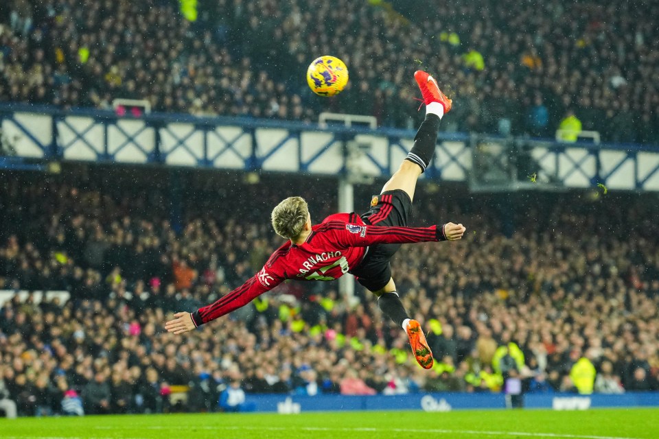 Man Utd star Alejandro Garnacho won this year's award for his bicycle kick against Everton