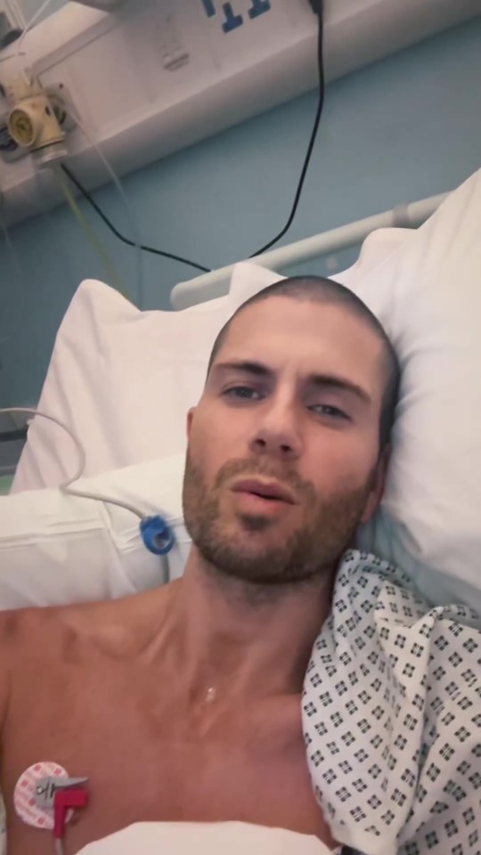 Man in hospital bed, speaking to camera, after experiencing a terrifying health setback.