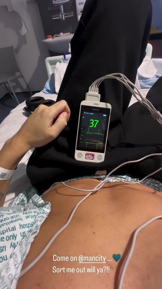 Hospital patient's heart rate monitor shows a reading of 37 bpm.