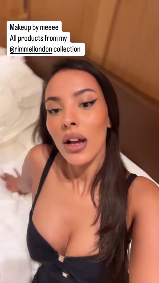 Maya Jama has shown off her stunning figure in the figure hugging black dress