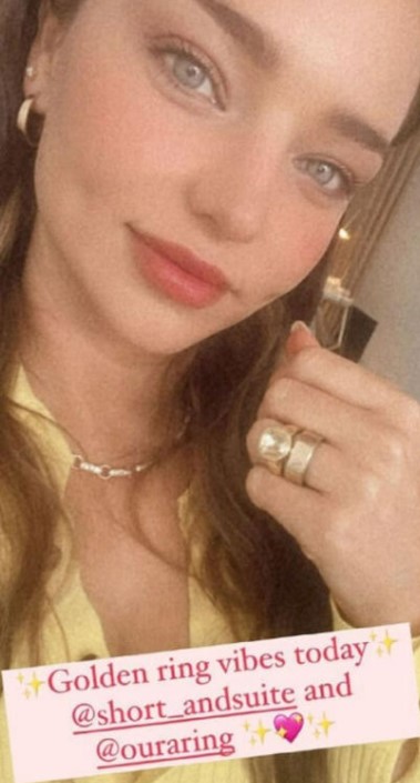 Model Miranda Kerr showed her Oura ring off on Instagram