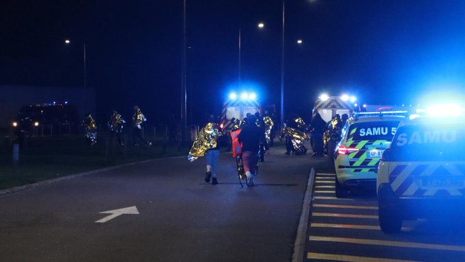 Cops have scrambled to the beach at Sangatte in northern France