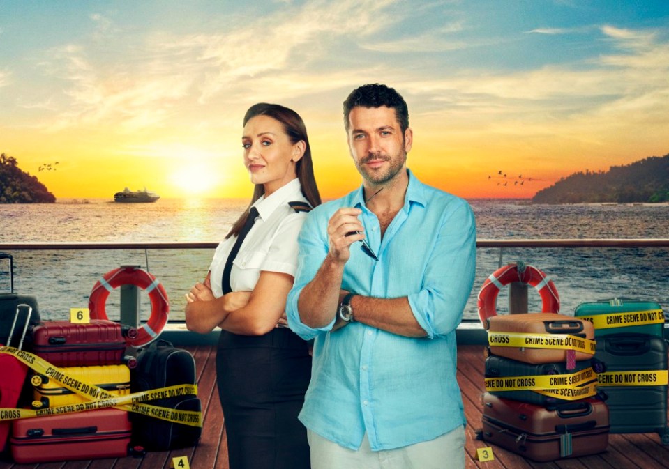 Key art for *The Good Ship Murder*, featuring Catherine Tyldesley as Kate and Shayne Ward as Jack.