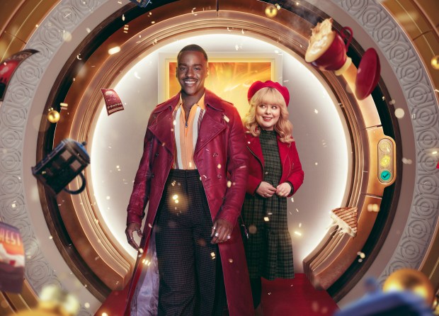 Ncuti Gatwa and Nicola Coughlan in the Doctor Who Christmas special.