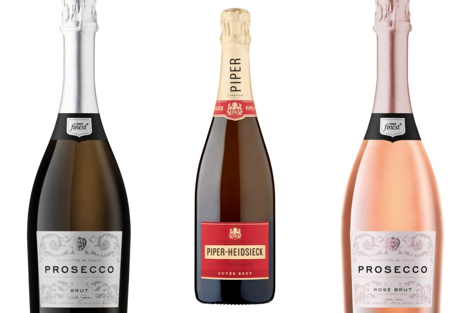 Tesco Finest Prosecco and Piper-Heidsieck Champagne.