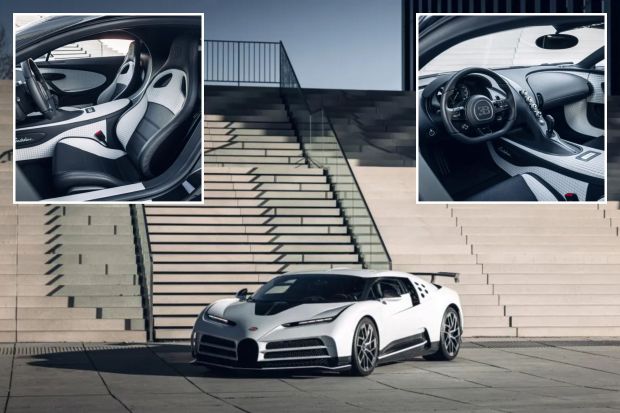 White Bugatti Divo with black interior details.