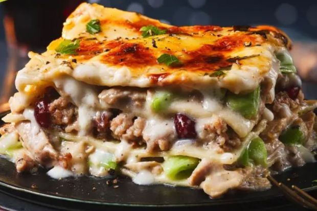 A slice of Thanksgiving lasagna.