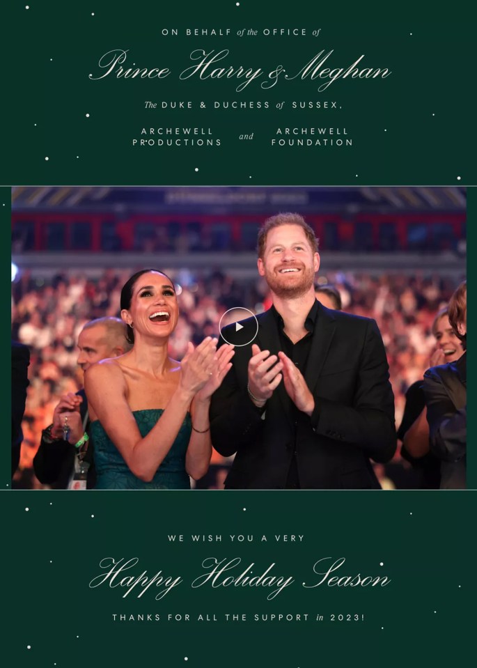 The Sussexes opted for an Invictus event shot for their 2023 card